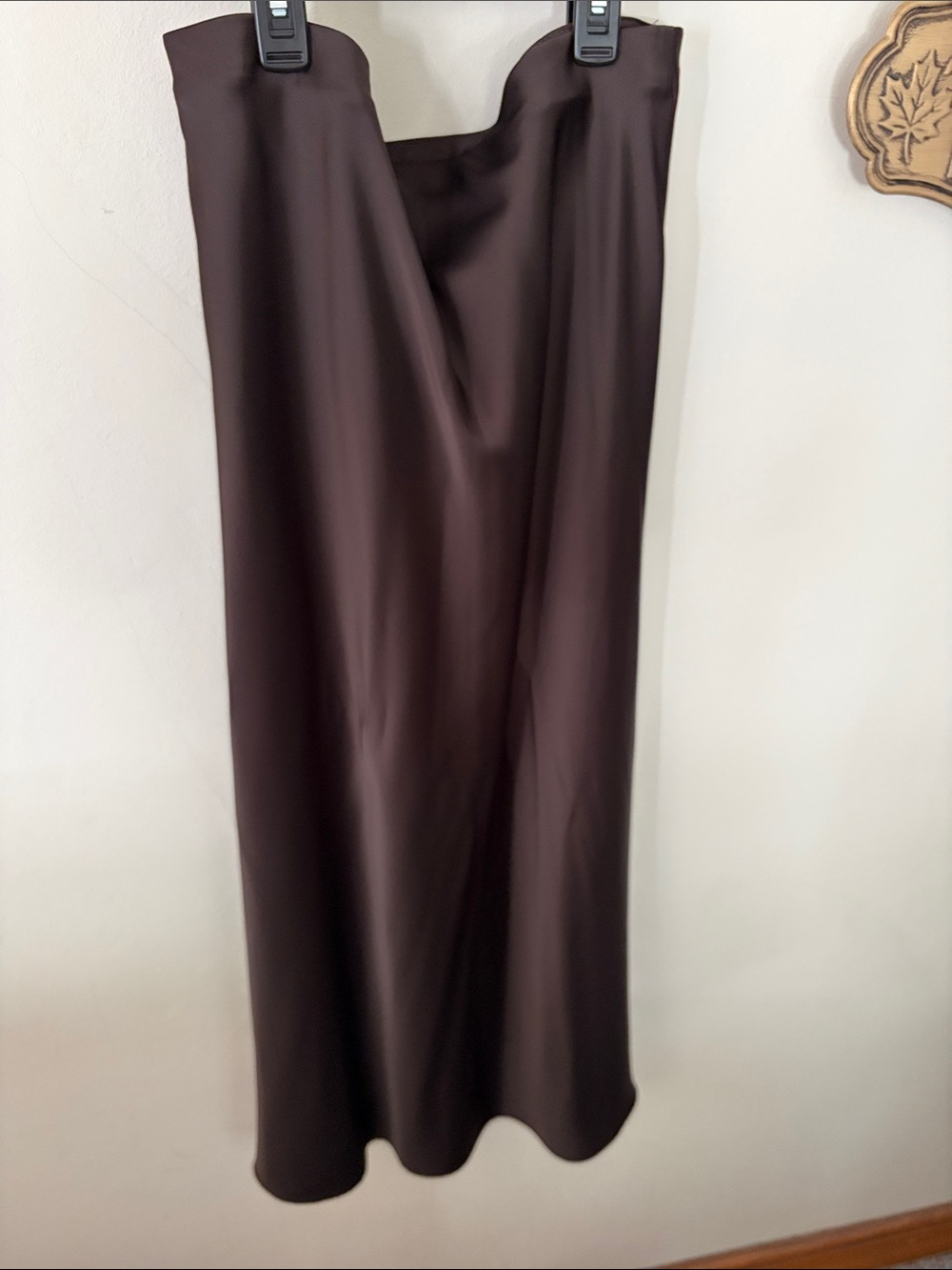 Zara Satin Maxi Skirt in Dark Brown - Picture 2 of 5